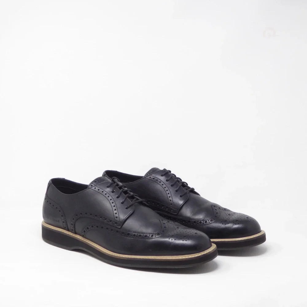 Cole Haan Mens Morse Grand Wingtip Oxfords Shoes Black Leather C41604 13 M